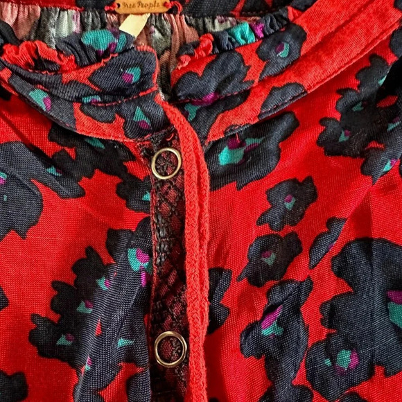 Free People Top Love Letter Mini Dress Merlot Tunic Combo Oversized - Picture 6 of 16